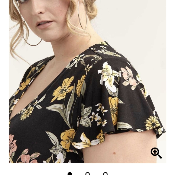 Flutter-Sleeve Front Wrap Dress - Picture 3 of 6